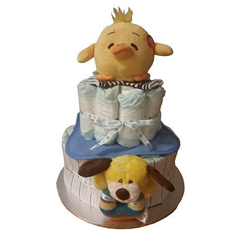 2 tier boy nappy cake