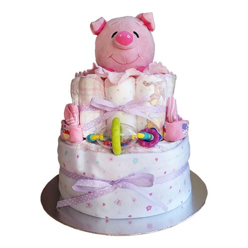 2 tier girl nappy cake